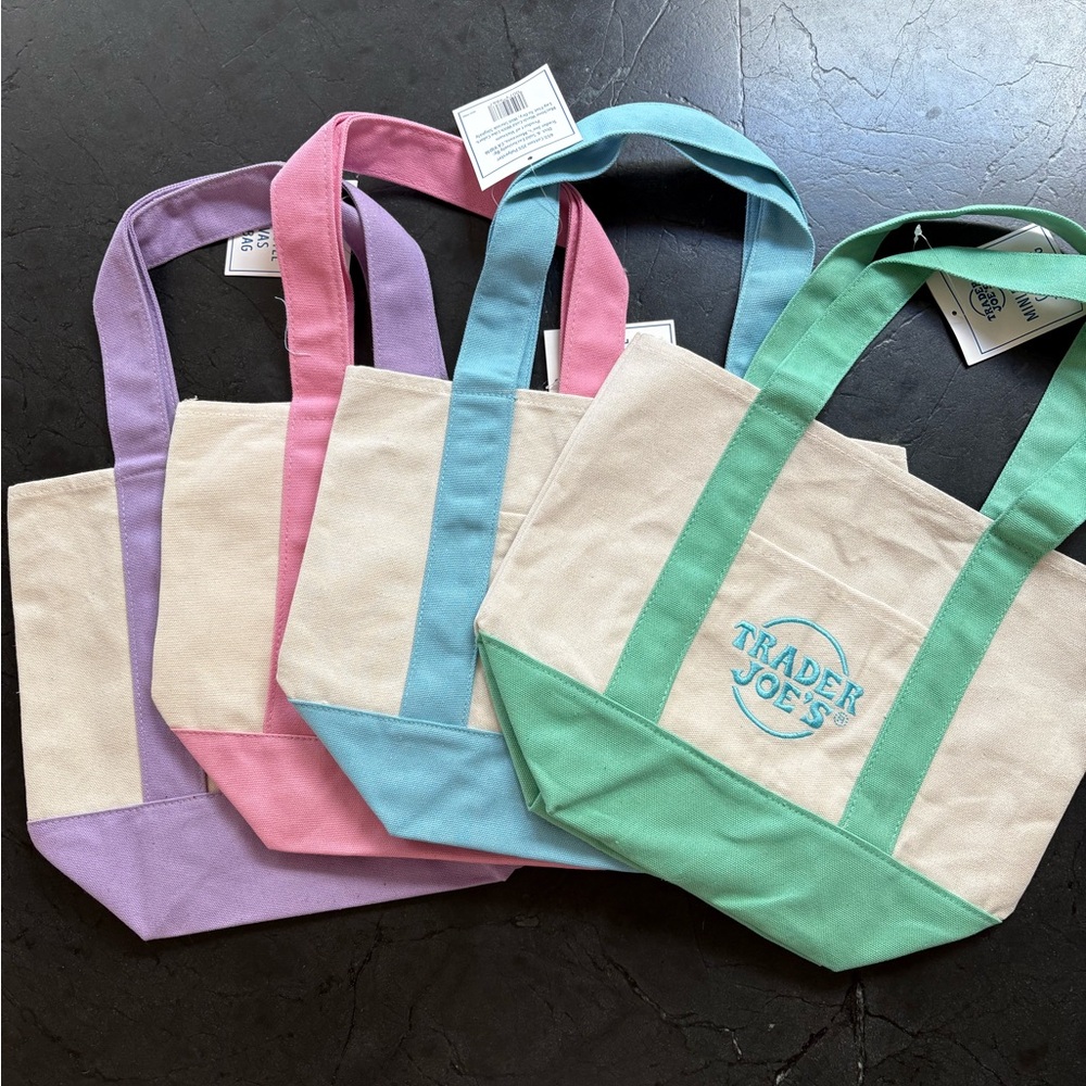 Trader Joe's Mini Canvas Tote Bag (Set Of 4) Past… - image 1